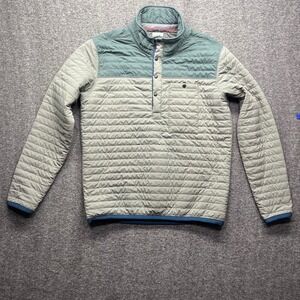 Relwen Sweater Mens Medium Green Windpiler Pullover Quilted Snap Neck RN121082